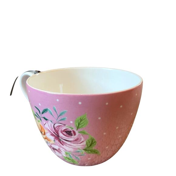 English Mug Co Fine China Pink Floral Coffee Mug Tea Cup 12oz Set of 2 New - Picture 7 of 15